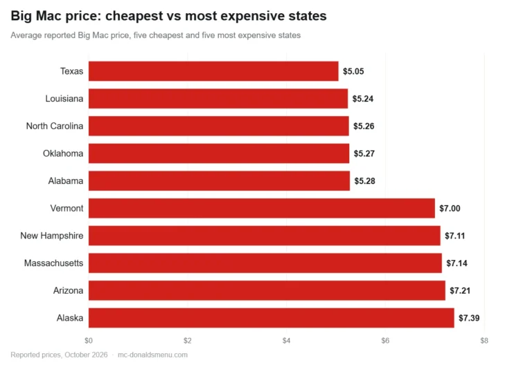 McDonald's prices by state: Big Mac in the cheapest and most expensive states